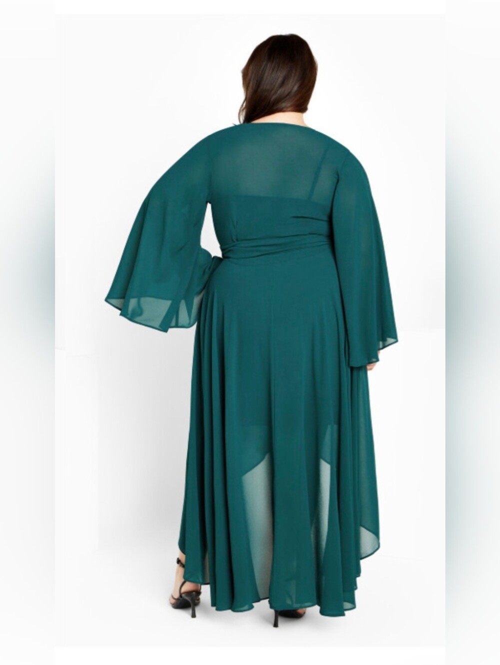 City Chic Fleetwood Maxi High-Low Wrap Dress Alpine Green Size L/US20 - Picture 3 of 14